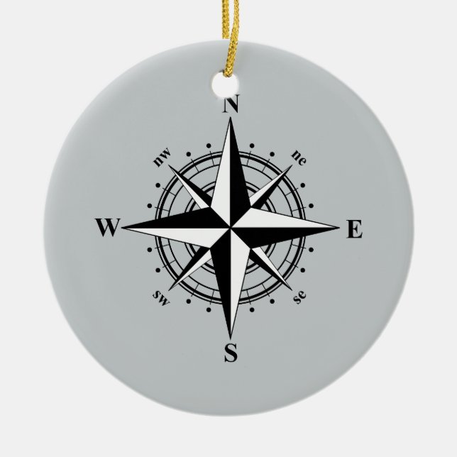 Compass Ro Black & White Julgransprydnad Keramik (Framsidan)