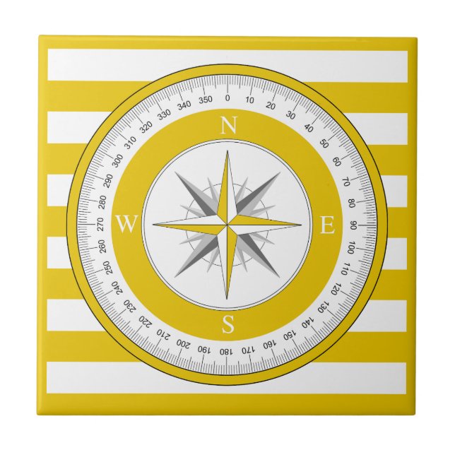 Compass Ro Gult och White Rand Kakelplatta (Framsidan)
