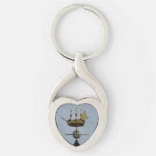 Compass Ro Hjärtnyckelring Twisted Heart Silverfärgad Nyckelring