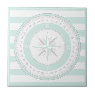 Compass Ro Mint Blue and White Rand Kakelplatta