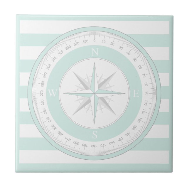 Compass Ro Mint Blue and White Rand Kakelplatta (Framsidan)
