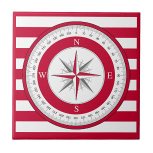 Compass Ro Red and White Rand Kakelplatta