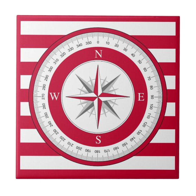 Compass Ro Red and White Rand Kakelplatta (Framsidan)