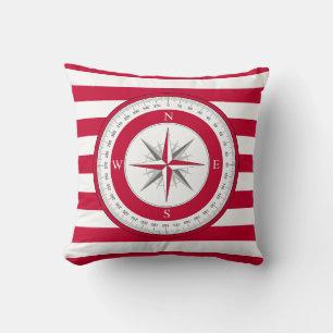 Compass Ro Red and White Rand Kudde