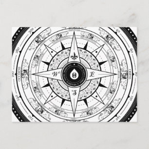 Compass Ro - vykort (vitt)