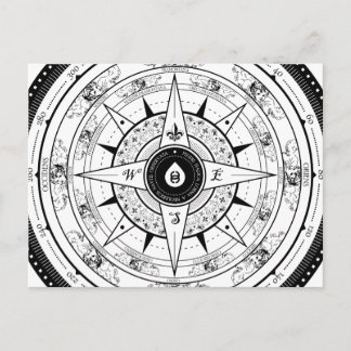 Compass Ro - vykort (vitt)