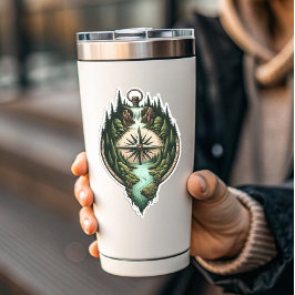 Compass Waterfall Vinyl Sticker | Die-Cut Sticker Klistermärken