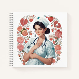 Compassionate Nurse – Elegant Floral Art Illustrat