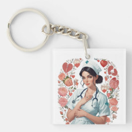 Compassionate Nurse – Elegant Floral Art Illustrat