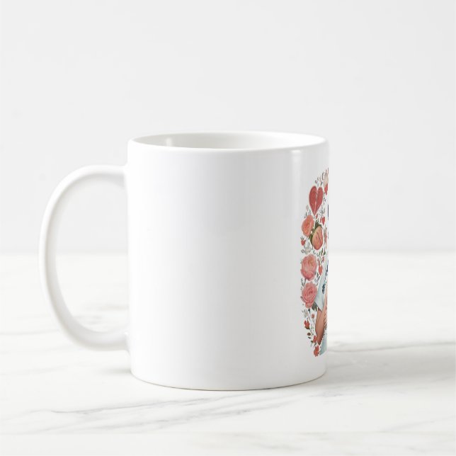 Compassionate Nurse – Elegant Floral Art Illustrat Kaffemugg (Vänster)