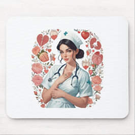 Compassionate Nurse – Elegant Floral Art Illustrat Musmatta