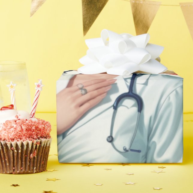 Compassionate Nurse – Elegant Floral Art Illustrat Presentpapper (Födelsedagsfest)