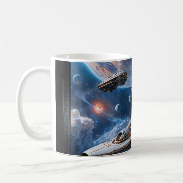 Compellious Galactic Cruiser Al Art av Xzendor 7 Kaffemugg (Vänster)