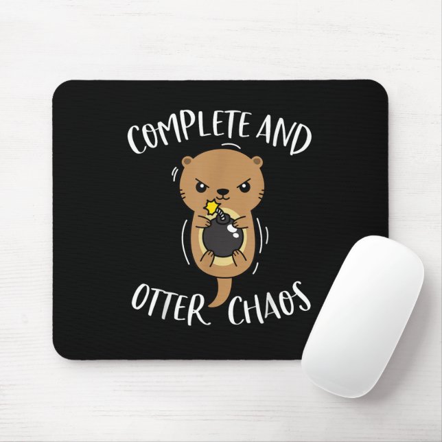 Complete och Otter Chaos Funny Cute Sea Otter Pun Musmatta (Med mus)