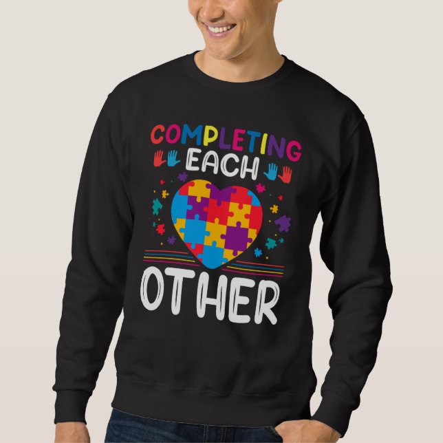 Completing Each Others  Autism Awareness Support A Lång Ärmad Tröja (Framsida)