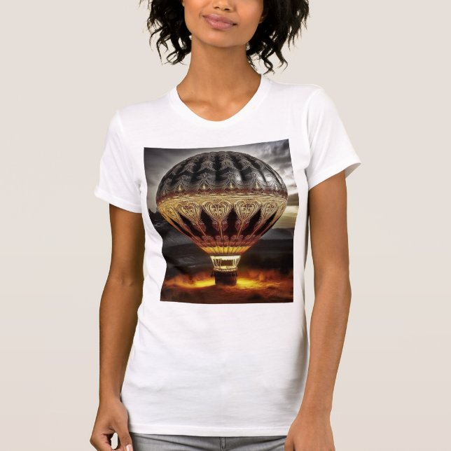 Complex Design On Semi Transparent Hot Air Balloon T Shirt (Framsida)