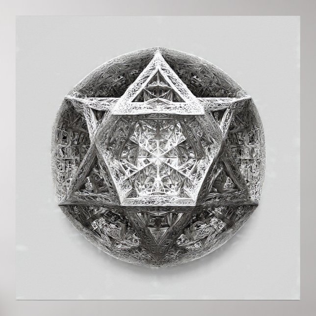 Complex Geometric Line Art: Icosahedron Infinity Poster (Framsidan)