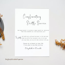 Complimentary Bröllop Shuttle Service Sign Poster