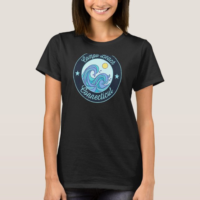 Compo Beach Ct Connecticut Souvenir Nautical Surfe T Shirt (Framsida)