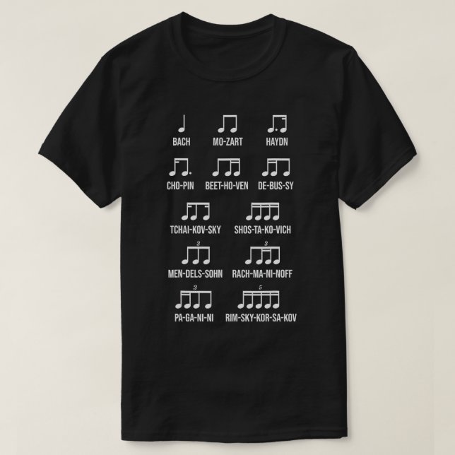 Composer Rhythm Music Gift Bach Mozart Beethoven C T Shirt (Design framsida)