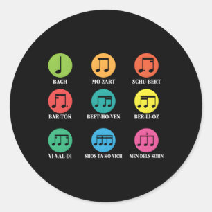 Composers Al Music Musik noter Runt Klistermärke