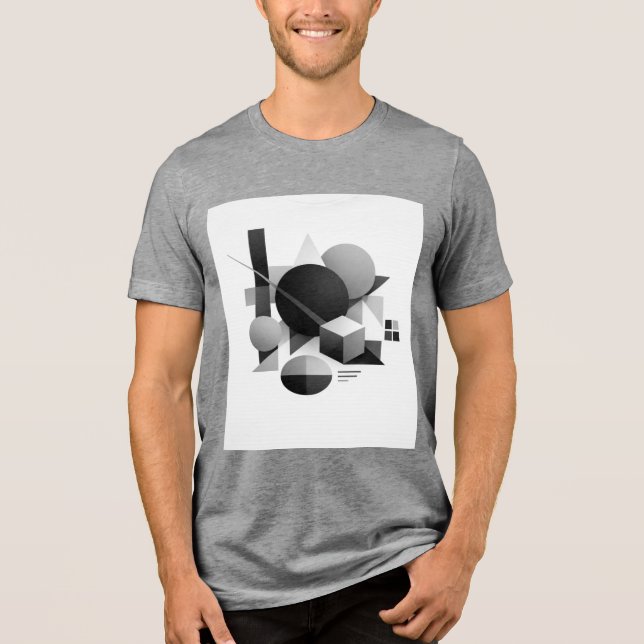 Composición geométrica en equilibrio monocromático t shirt (Framsida)
