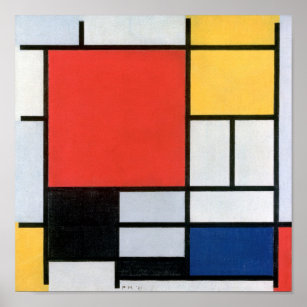 Composition Red, Yellow, Blue, Black, Mondrian Poster