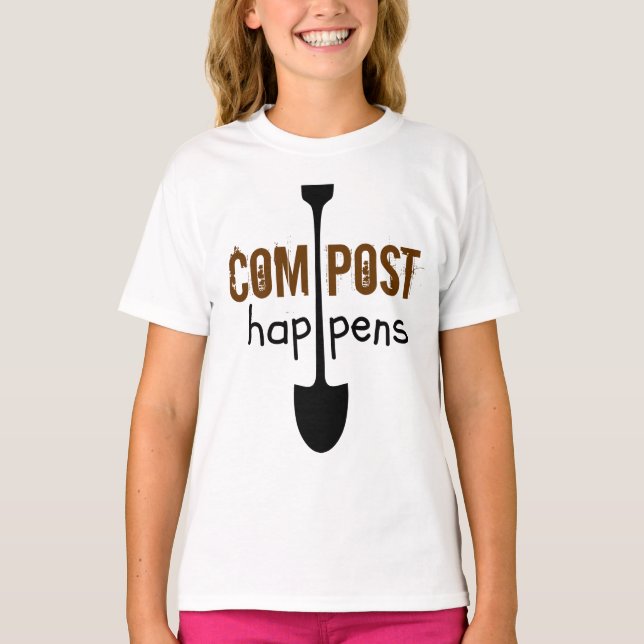 Compost Happens Mulch Humor Shovel T Shirt (Framsida)