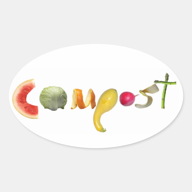Compost Sticker Ovalt Klistermärke (Framsida)
