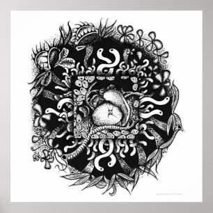 CompostMandala - svart på vit Poster