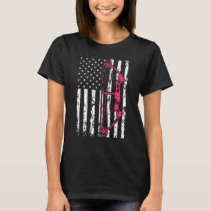 Compound Bow Archery USA American Flagga Bowhuntin T Shirt