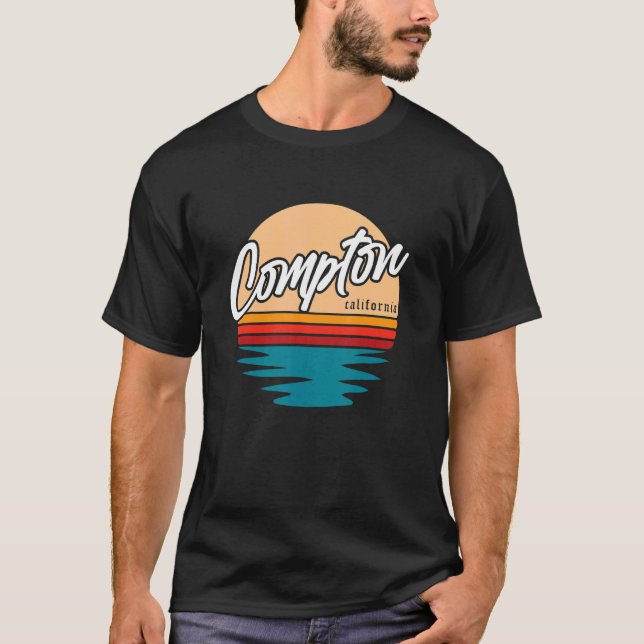 Compton California Gangsta Rap California Retro B T Shirt (Framsida)