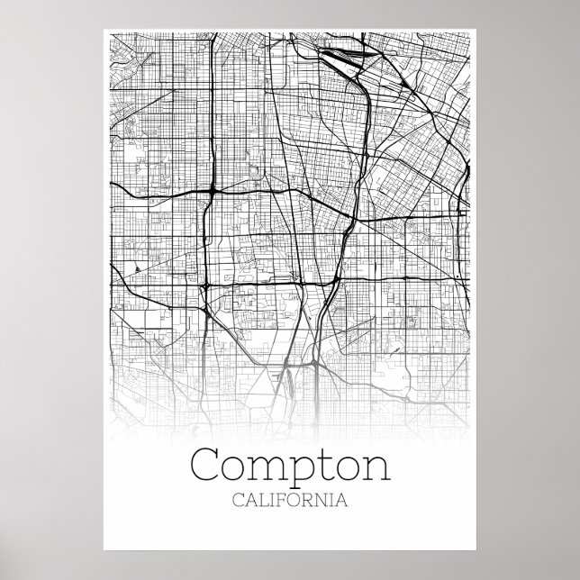 Compton Karta - Kalifornien - City Karta Poster (Framsidan)