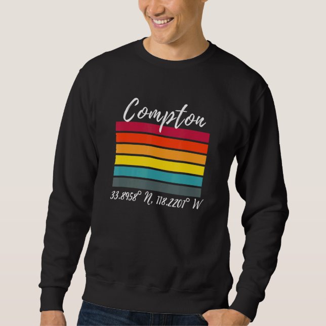 Compton Latitud Och Longitud Ca Los Angeles Fans Lång Ärmad Tröja (Framsida)