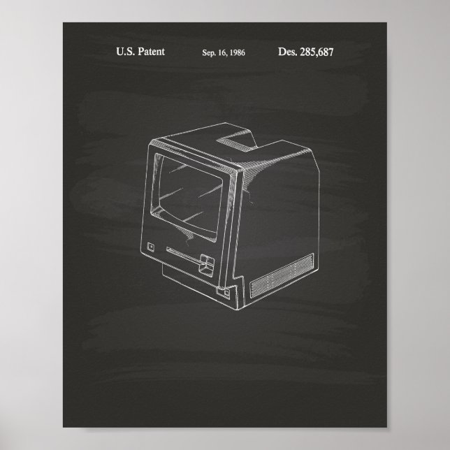 Computer 1986 Patent Art Chalkboard Poster (Framsidan)