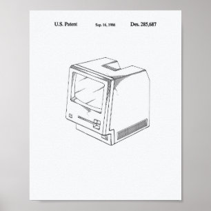 Computer 1986 Patent Art White Papper Poster