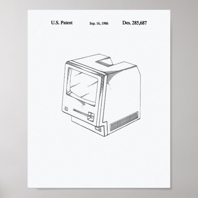 Computer 1986 Patent Art White Papper Poster (Framsidan)