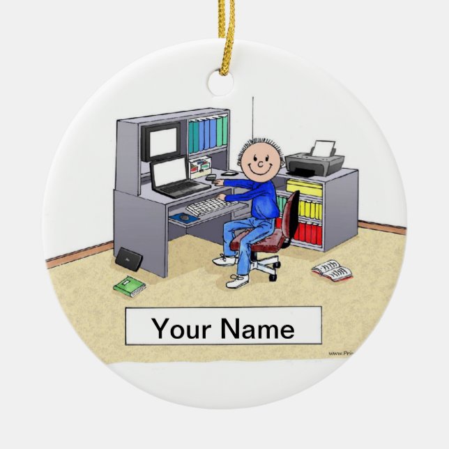 Computer Älskare - Male Julgransprydnad Keramik (Framsidan)