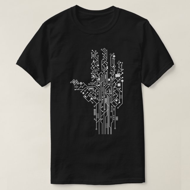 Computer Circuit Board Hand Tech Nerd Geek Enginee T Shirt (Design framsida)