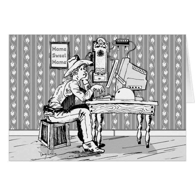 Computer Cowboy Hälsningskort (Framsidan Horizontal)