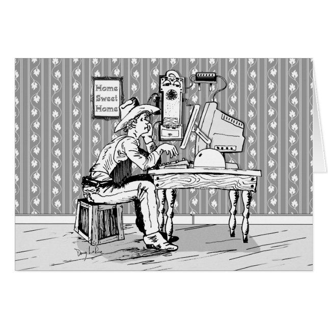 Computer Cowboy Hälsningskort (Framsidan Horizontal)