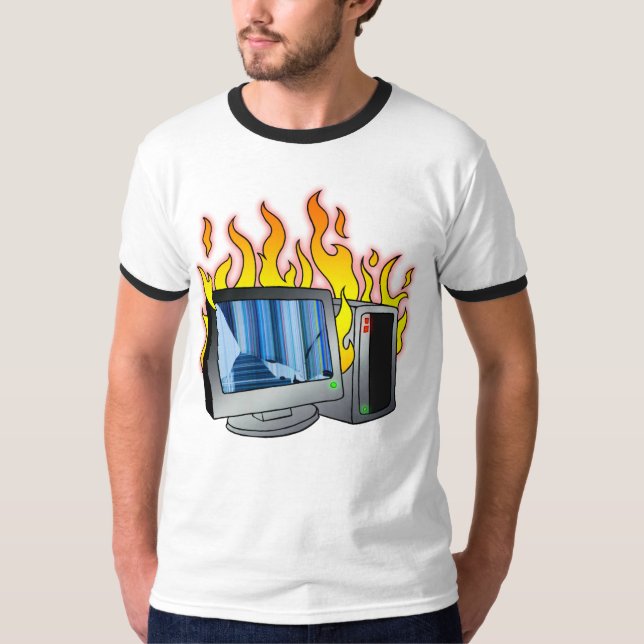 Computer Fire Manar Basic Ringer T-Shirt (Framsida)