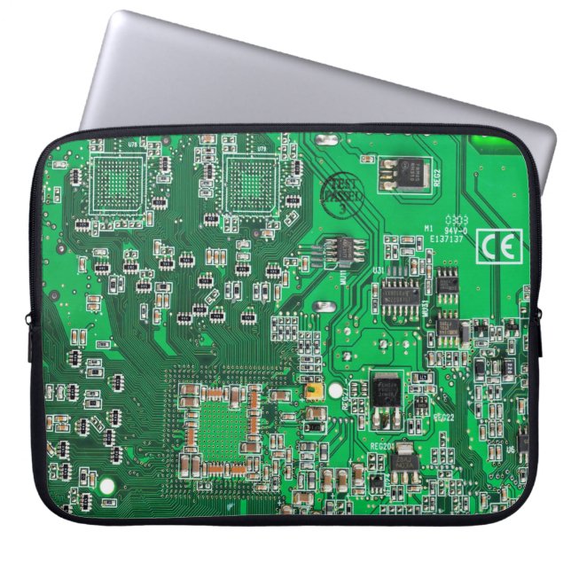 Computer Geek Circuit Board Green Laptop Fodral (Framsidan)
