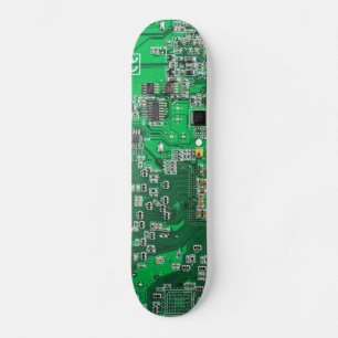 Computer Geek Circuit Board - grönt Skateboard Bräda 21,5 Cm