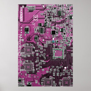 Computer Geek Circuit Board Lila Poster