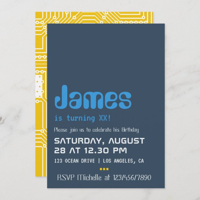 Computer Geek Födelsedagsfest inbjudan (Fram/baksida)