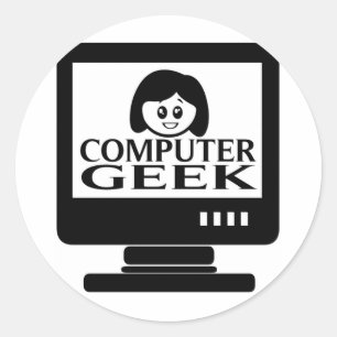 Computer Geek Girl Female Runt Klistermärke