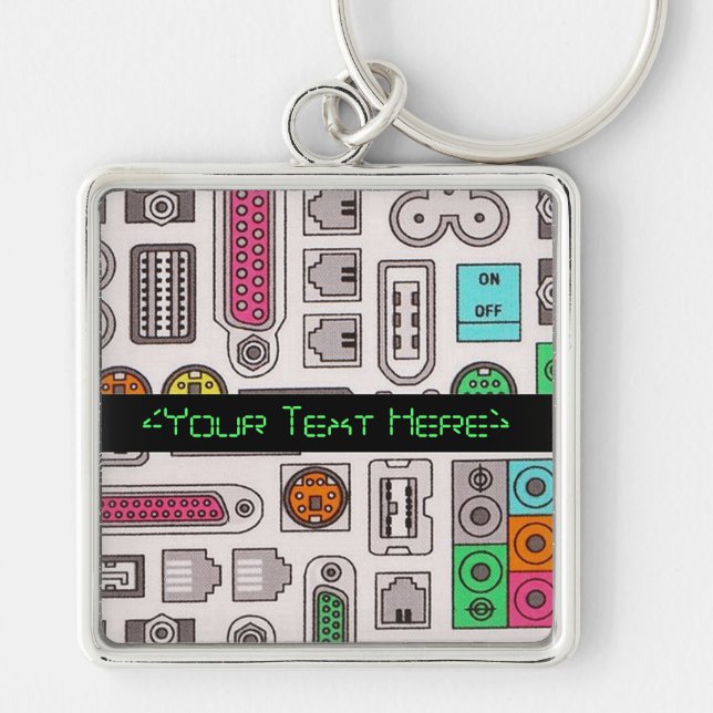 Computer Geek Input Mönster Nyckelring (Framsidan)