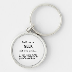Computer Geek Rund Silverfärgad Nyckelring