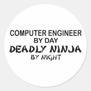 Computer Ingenjör Deadly Ninja Runt Klistermärke